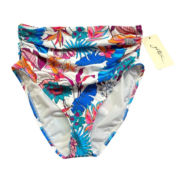 PROFILE BY GOTTEX high waist white floral multicolor full coverage swim bottoms - Picture 2 of 6